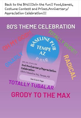 Anniversary/Customer Appreciation!! 27 July. Stop in for some fun. Rock your 80s Outfit!!!