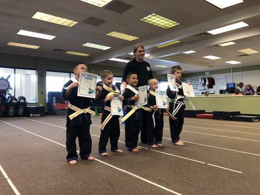 Our lil dragons belt testing.  Congratulations to all