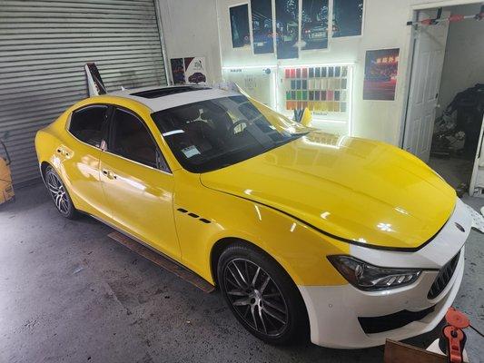 This is full color change wrap from white to yellow.. Will post the finished project.