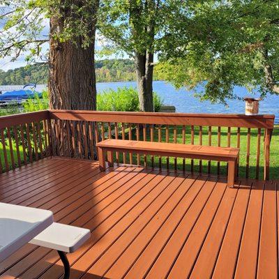 Deck cleaning and refinishing.. With benjamin moore Armor Coat.