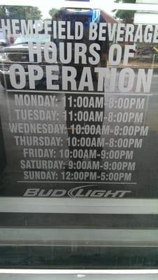 I wanted to add a photo of the hours of operation, as they vary.