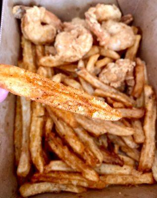 Cajun fries and fried shrimp