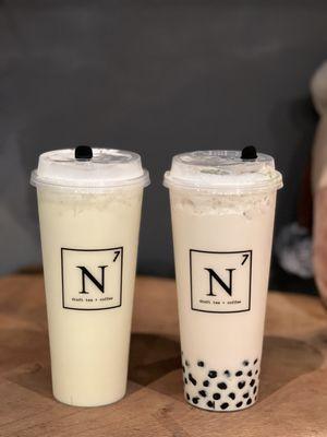 Nitro Jasmine Milk Tea and House Milk Tea with boba