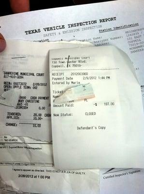 Same citation $10 in grapevine $197 in Coppell- Shame on you Coppell it's not like we don't pay enough taxes