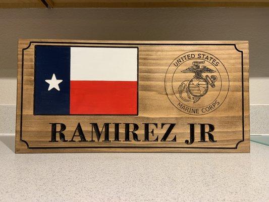 Texas Veteran Wood Wall Plaque