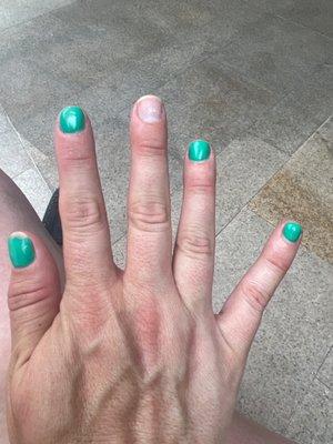 My gel manicure after only 3 days. Disappointed doesn't even begin to describe it. Go somewhere else!