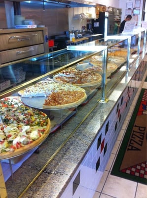 The monster row of pizza's when you walk in.