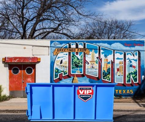 VIP Dumpster Rental Austin service at the Austin Texas Mural.