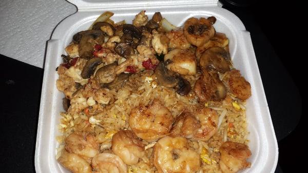 Take out - shrimp, scallops, lobster, with double fried rice.