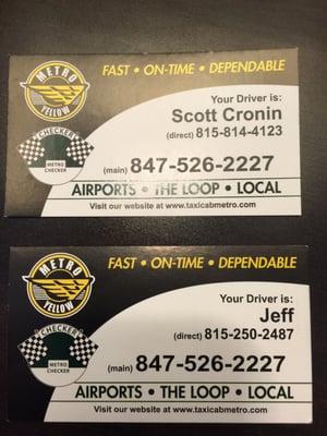 Jeff & Scotts  Metro Yellow  business cards.