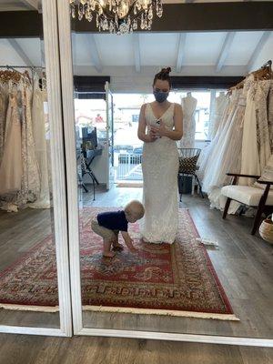 Little helper during my first fitting since our postponed wedding back in March