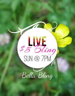 Join us live on Facebook where we showcase our current inventory of bling.  @Bellabling100 shop from home each Sunday 7-8pm