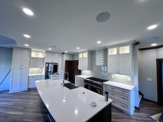 Beautiful kitchen with ceiling speakers