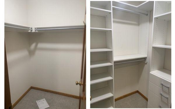 Before and after of my oldest son's closet.