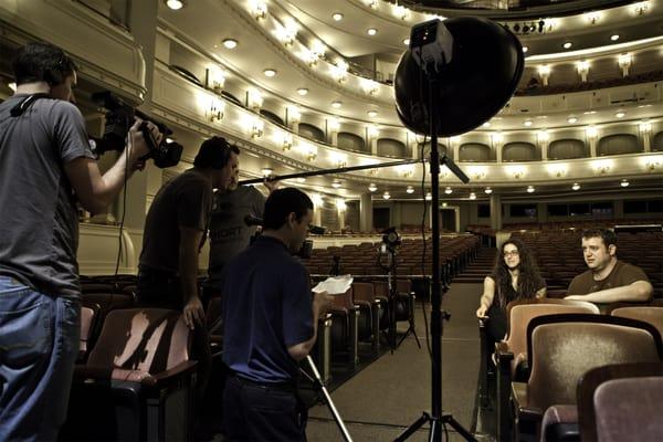 Behind the scene with Ben Folds and contestant winner at Bass Hall, Fort Worth, Texas.