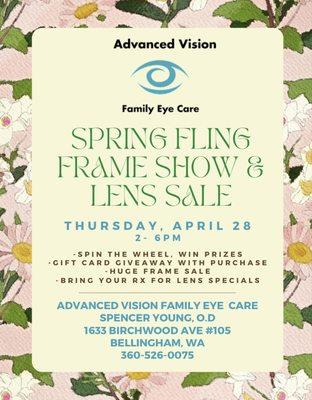 You're invited to our Spring Sale!!!  We are launching our New frame line.