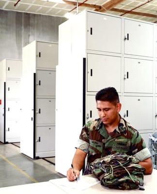 High-Density Mobile Shelving :: Military Solution Shown