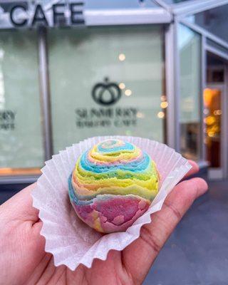 Rainbow mooncake was tasty