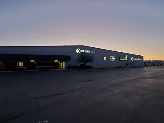 Main Entry: Kriete Truck Center - Sheboygan at night