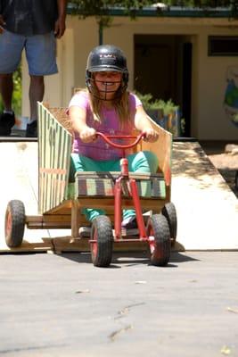 Older students enjoy building soapbox derby carts.