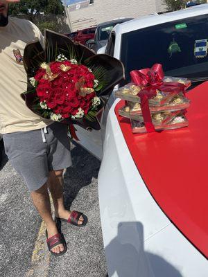 Bouquet and chocolates