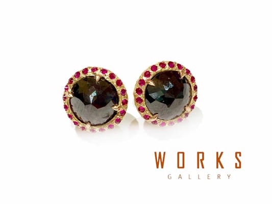 Black diamond and rubies earrings.  Designer: Anatoly Novick http://bit.ly/1Wjbiwp