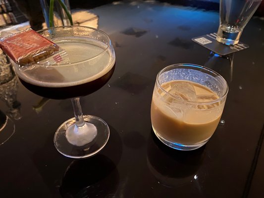 Espresso martini, left. White Russian, right.