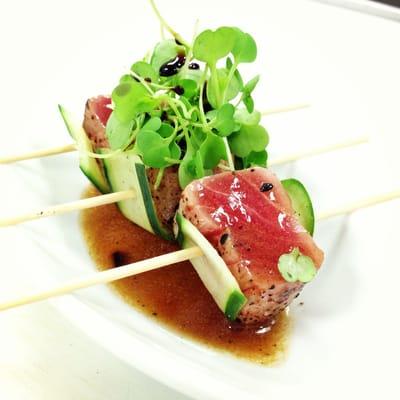 Tuna, cucumber canapé