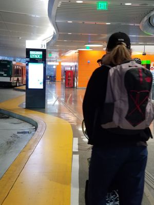 The time just before the 7 p.m. Lynx pulling into the Salesforce Transit Center on a Friday evening commute.