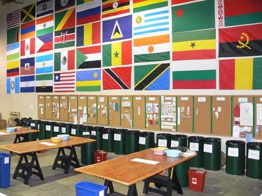 Volunteer Sort Area at MedShare in San Leandro. We ship life-saving aid to 74 developing nations.