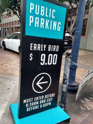 Thanks to fellow yelpers for suggesting the early bird parking