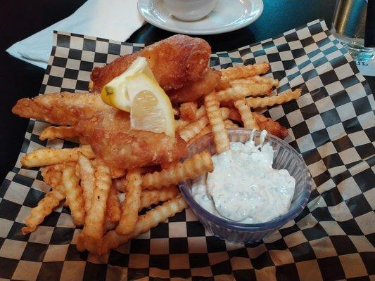 Fish and chips at the Grand.