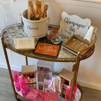 Bar cart and barware