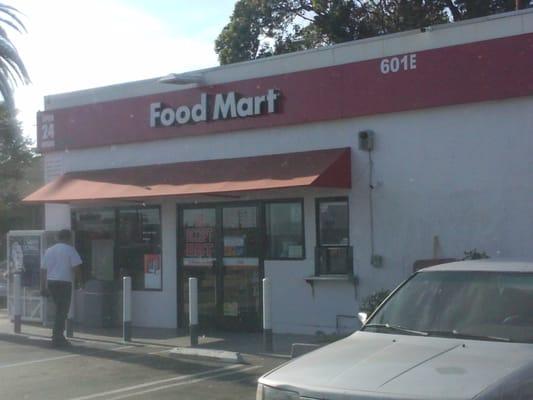 Food mart, has large variety of stuff inside for beinf so small.