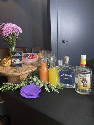 Tulsa Event Staffing's set up for a signature cocktail bar for a recent business launch party!