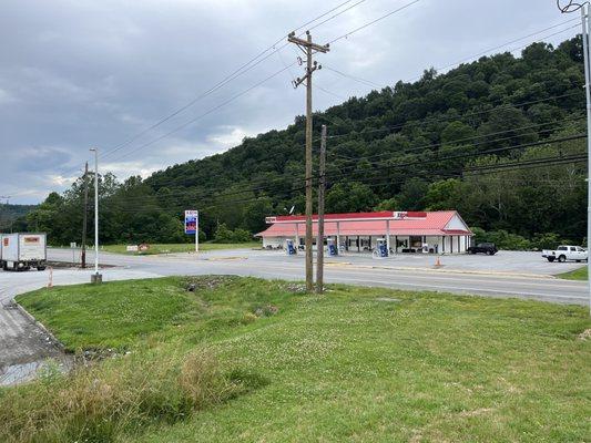 Across the street from Atkins, VA, Tesla supercharger