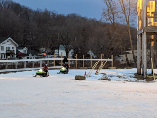 Night snow mobile. Reservations suggested as they can get booked. Three snow mobiles were available on our run. Feb. 2019.