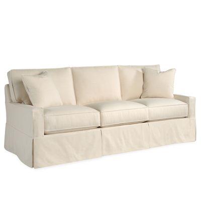 We carry both upholstered and slip-covered sofas