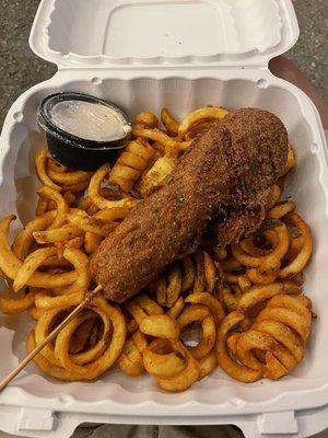 Corndog with fries