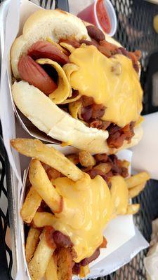 Crunch Chili Cheese Dog and chili cheese fries