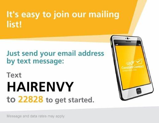 Text-to-Join our email list to be the first to know our monthly specials!