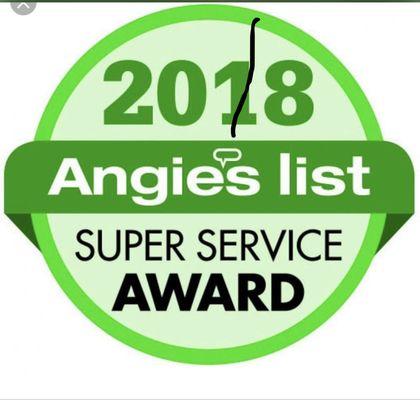 We have been on Angie's list for over five years we even won a super service award bag in 2018