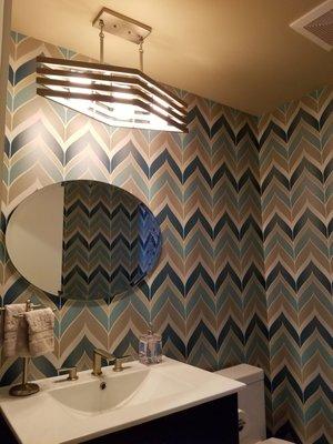 Mod Chevron wallpaper, Candace Olson design. Karen helped me turn vision in my head into reality.