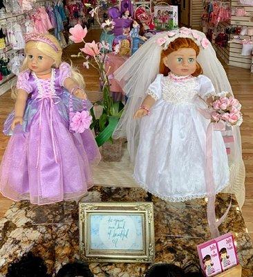 We have gorgeous Princess gowns for borh 18: dolls and 14" dolls!