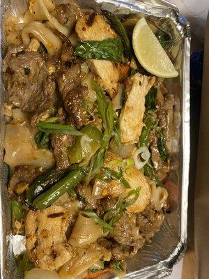 Drunken Noodles with chicken and beef