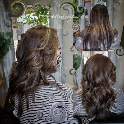 Beautiful hair transformation. Chocolate matte brown, highlights, haircut and style. Consultations available by appointment