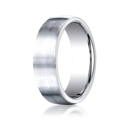 Gents white gold wedding band with satin finish by Benchmark