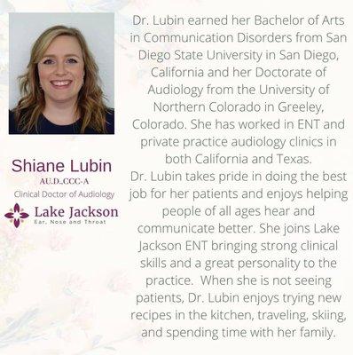 Shiane Lubin- Doctor of Audiology