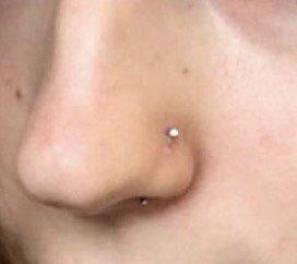 Basic nose stud, long to accommodate any swelling, cute little diamond stud. Piercing done 9/29/16