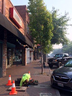 Backflow test in downtown, Bend OR